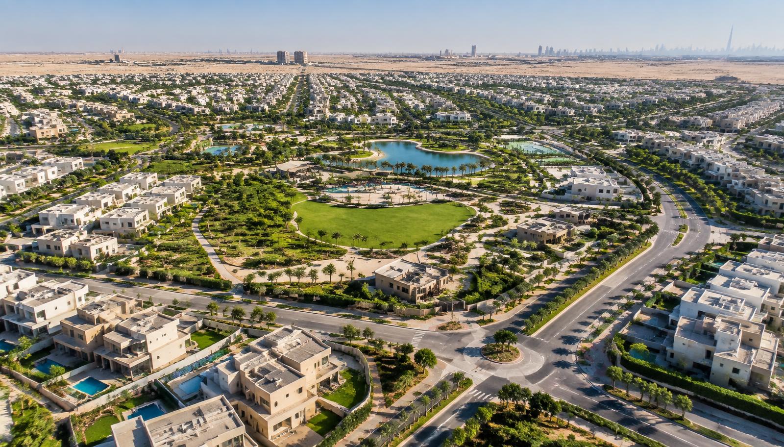 Aerial view of a residential community
