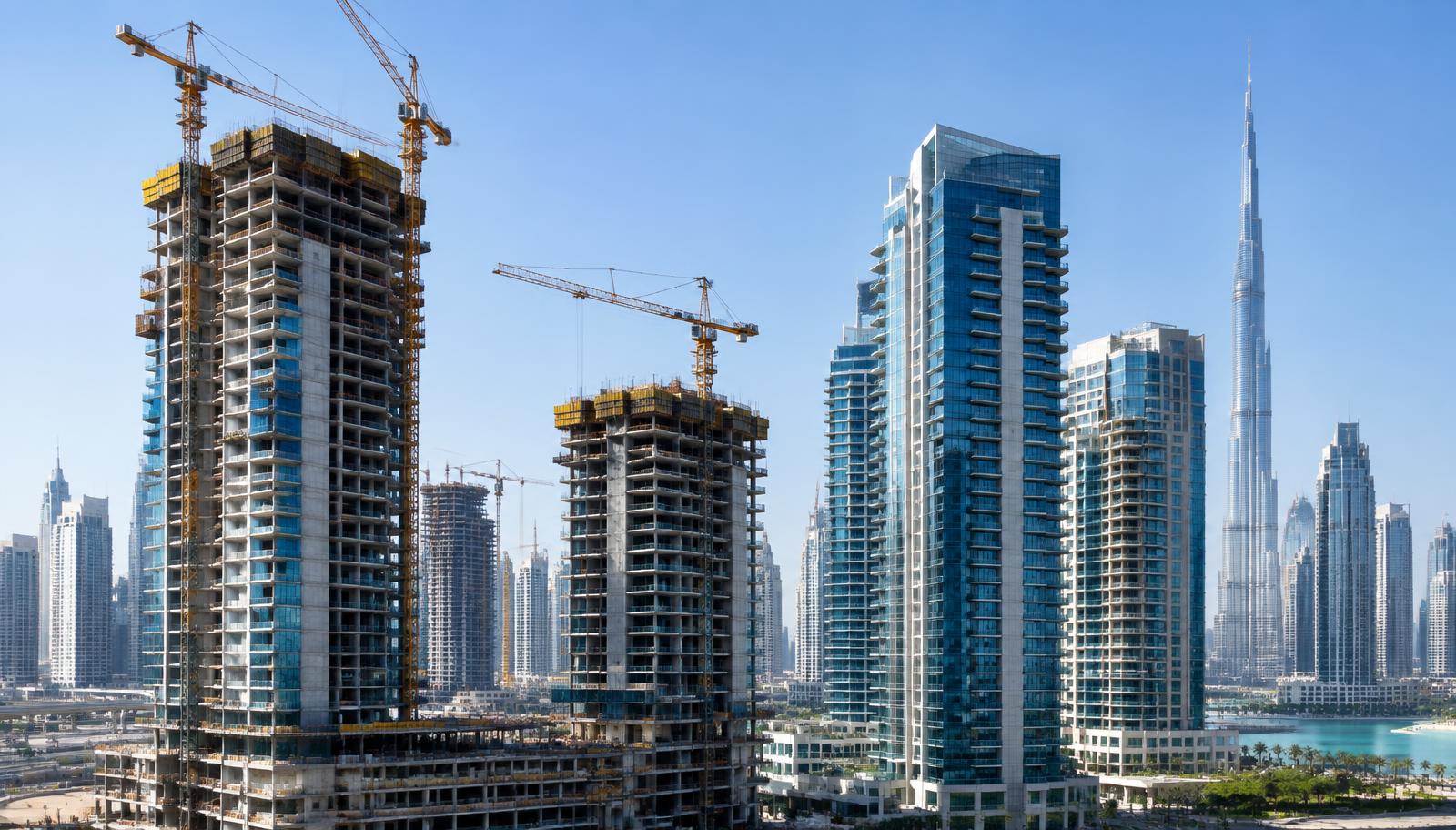 Residential towers at different stages of construction